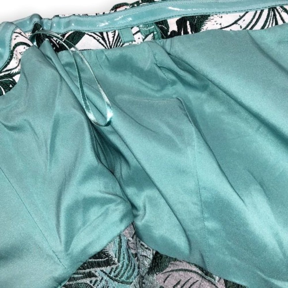 Eva Mendes Jacquard Del Mar Dress Green S strapless Palm summer spring wedding S - Picture 8 of 9
